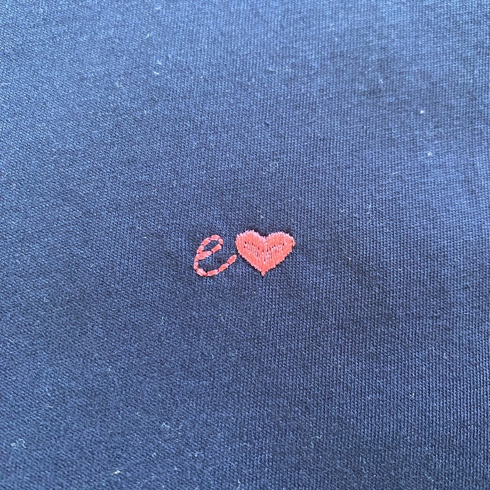 Sezane Conrad T-Shirt Marine Blue with Embroidered Monogram XS NWT - Picture 5 of 7